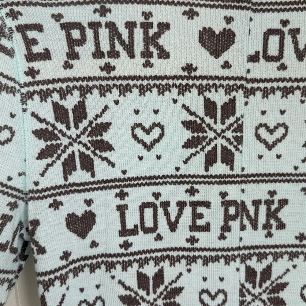 Pink Victoria's Secret Fair Isle Thermal Onesie Long Johns  Butt Flap - Medium